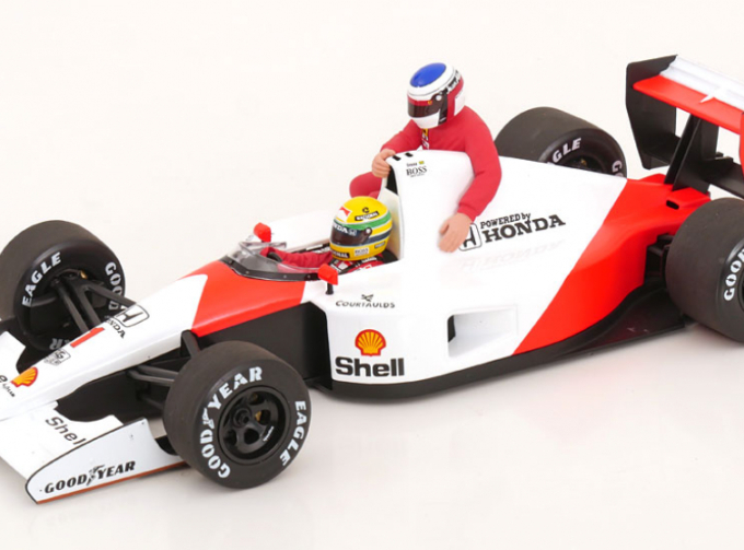 McLAREN F1 Mp4/6 №1 World Champion Ayrton Senna Mexico Gp (1991) With Jean Alesi Riding, White Red