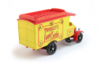 THORNYCROFT Van with Rooftrack "Thorley's Food for Cattle" (1929), yellow / red