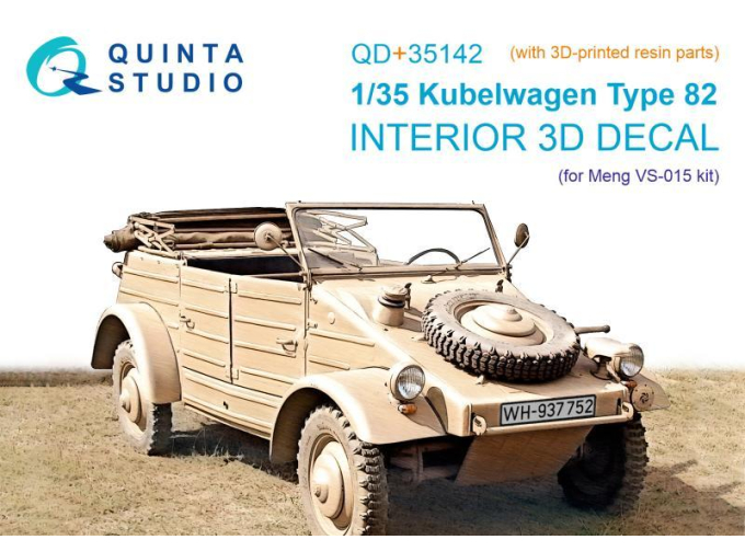 3D Декаль интерьера кабины Kubelwagen Type 82 (Meng VS-015) (с 3D-печатными деталями)