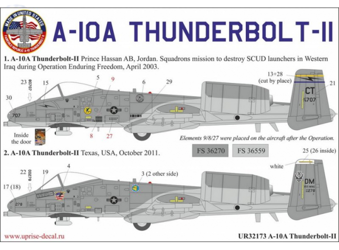 Декаль A-10A Thunderbolt SCUD Hunter with stencils