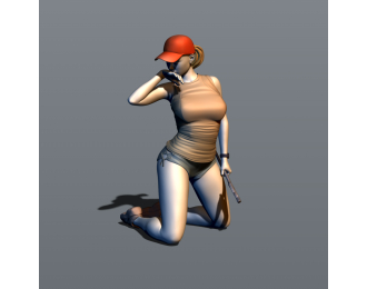 Фигура Девушка-механик на коленях, окрашенная