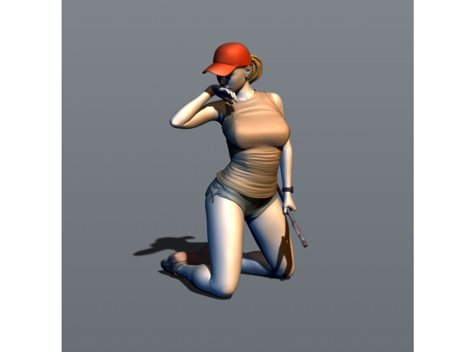 Фигура Девушка-механик на коленях, окрашенная