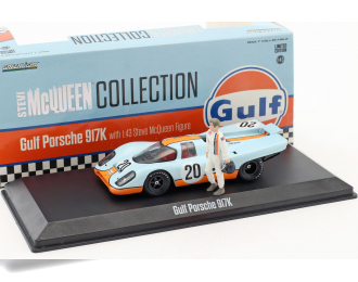 PORSCHE 917K #20 "Gulf Oil" с фигуркой Steve McQueen 1970