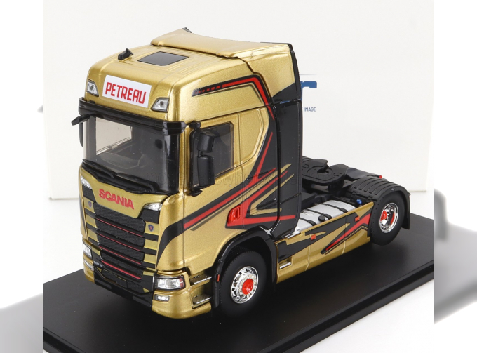 SCANIA S500 TRACTOR TRUCK 2-ASSI PETREAU TRANSPORTS (2020), GOLD BLACK RED