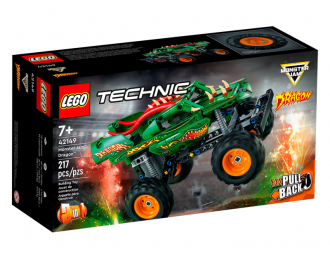 TRUCK Lego Technic - 2 In 1 - Monster Jam Dragon Pull Back - 217 Pezzi - 217 Pieces, Green