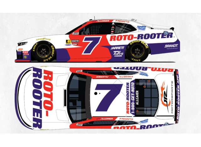 Chevrolet #7 Justin Allgaier *Roto-Rooter*, blue/white/red 2026