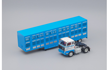VOLVO F89 Truck Commerce D'ovins Du Larzac Millau - Livestock Transporter - Trasporto Animali (1978), light blue / white