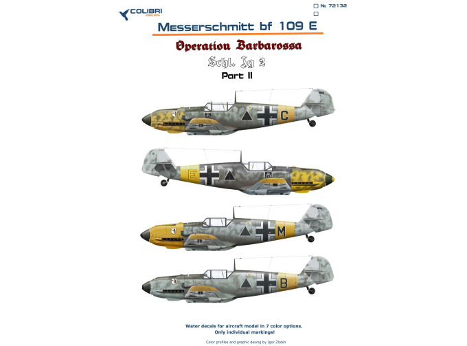 Декаль Bf-109 E (Schl)/LG 2 (Operation Barbarossa) Part II