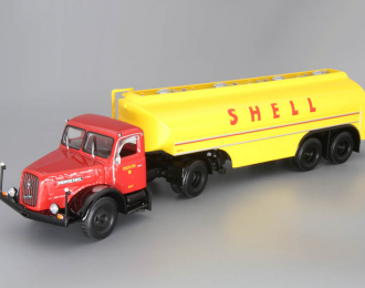 HENSCHEL HS 140 S Tanksattelzug "SHELL", red / yellow