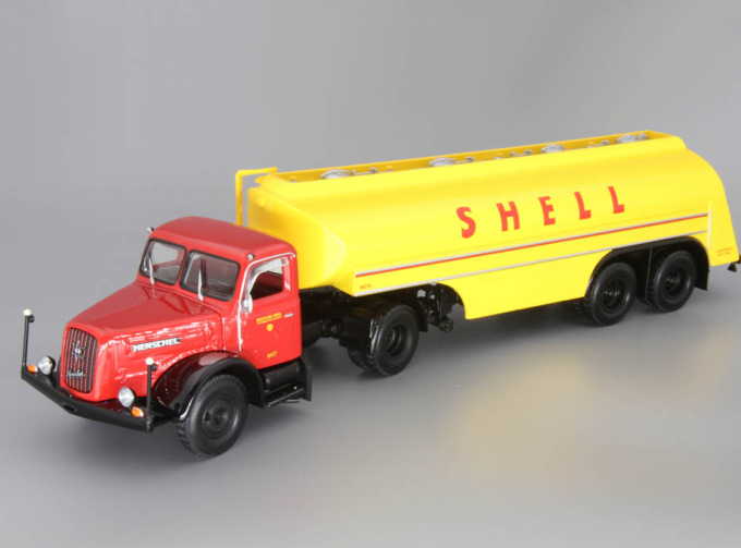 HENSCHEL HS 140 S Tanksattelzug "SHELL", red / yellow