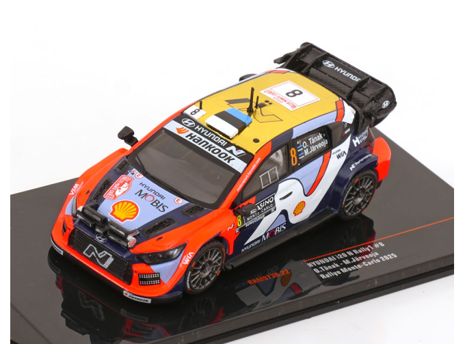 HYUNDAI I20 N Rally1 Team Shell Mobis Wrt №8 5th Rally Montecarlo (2025) Ott Tanak - Martin Jarveoja, 2 Tone Blue Red