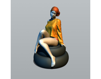 Фигурка Пинап девушка на копоте, окрашенная