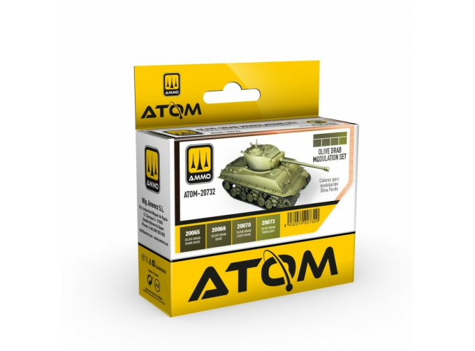 Набор красок ATOM Набор модуляций оливково-серого цвета / Olive Drab Modulation Set (4 шт.)
