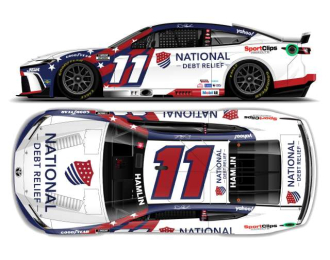 Toyota Camry XSE #11 Denny Hamlin *National Debt Relief*, blue/white/red 2025