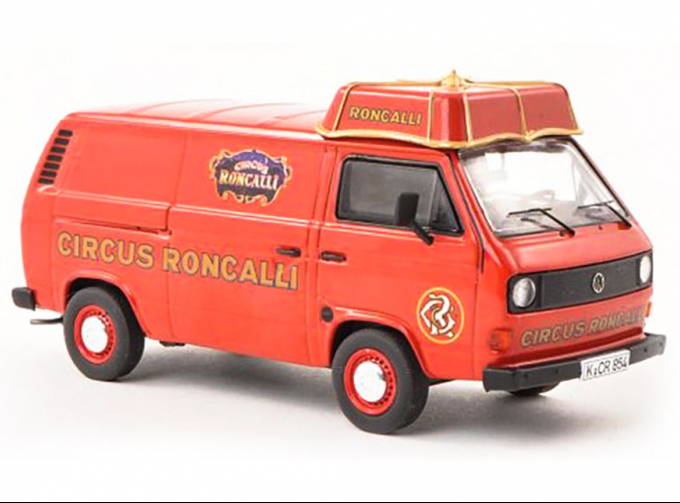 VOLKSWAGEN T3a, Circus Roncalli Box Wagon With Umbrellas Roof, red