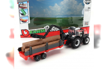 VALTRA N174 Tractor With 3x Trailer (2017), White Black Green Red