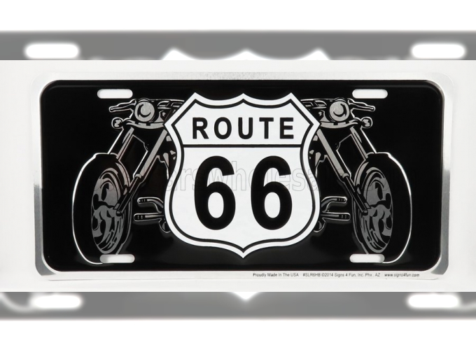 ACCESSORIES Funny Metal Plate - Route 66 Bikes, Black White