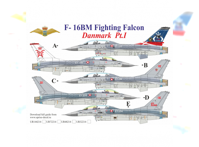 Декаль для F-16BM Fighting Falcon Danmark Pt.1