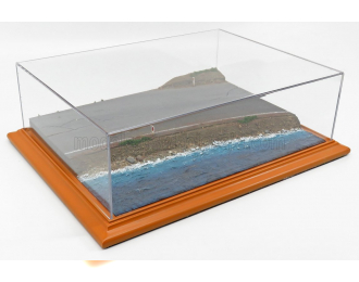 VETRINA DISPLAY BOX Diorama Base Strada Litorale - Sea Side Base - Lungh.lenght Cm 42.5 X Largh.width Cm 31.3 X Alt.height Cm 12.5 (altezza Interna Cm 9.7), Plastic Display