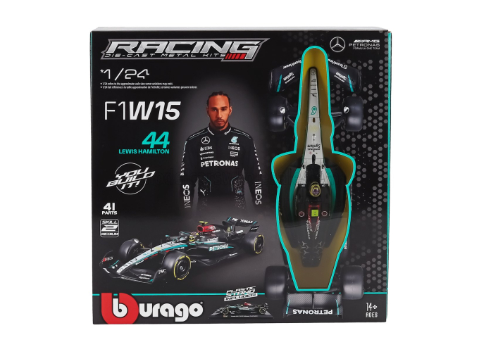 Сборная модель MERCEDES-BENZ GP F1 W15 Eq Performance Team Amg Petronas Motorsport №44 Season (2024) Lewis Hamilton, Black Silver Green