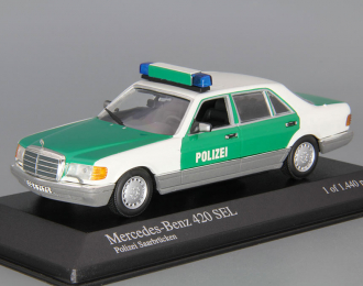 MERCEDES-BENZ 420 SEL W126 Polisei Saarbrucken (1991), white / green