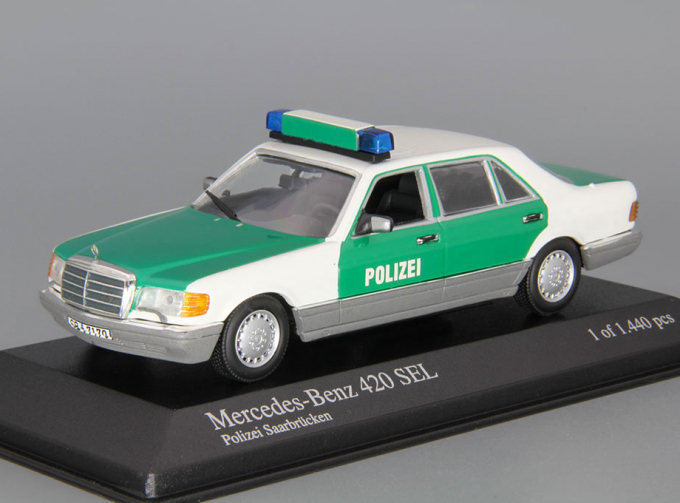 MERCEDES-BENZ 420 SEL W126 Polisei Saarbrucken (1991), white / green