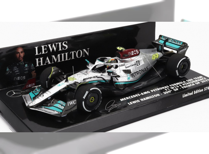 MERCEDES-BENZ GP F1 W13e Team Mercedes-amg Petronas F1 №44 (300th F1 Grand Prix) 2nd France Gp (2022) Lewis Hamilton, Silver Green