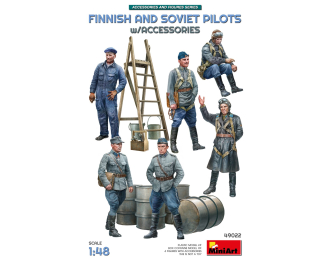 Сборная модель фигурки финские и советские военные летчики / Crew Military Finnish And Soviet Pilots 1944
