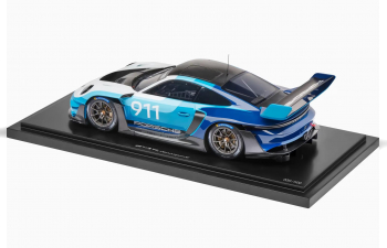 PORSCHE 911 992 Gt3 R №911 Racing Speed Icon Design Coupe (2023) - Con Vetrina - With Showcase, 2 Tone Blue White
