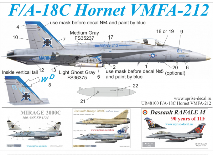 Декаль для F/A-18C Hornet VMFA-212