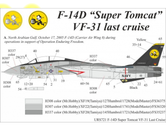 Декаль для F-14D Tomcat VF-31 Last Cruise