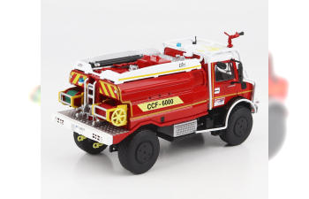 MERCEDES BENZ Unimog U5023 Tanker Truck Elitt Sapeurs Pompiers France 2008, Red White Yellow