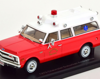 CHEVROLET Suburban Ambulance "Hillside Fire Department" (пожарная медицинская помощь) (1970) Red/White