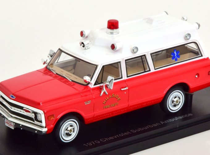 CHEVROLET Suburban Ambulance "Hillside Fire Department" (пожарная медицинская помощь) (1970) Red/White