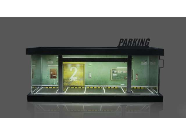 Diorama *Parking lot with light*, green/yellow