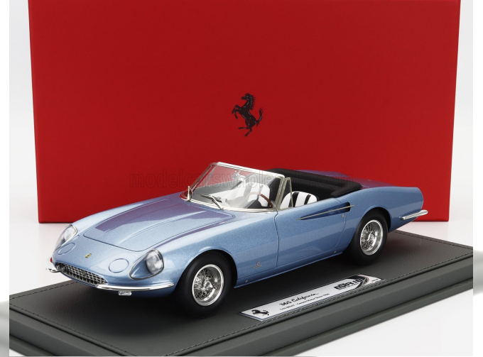 FERRARI 365 California S/n08347 Spider Cabriolet Geneve Motorshow (1966)- Con Vetrina - With Showcase, Light Blue Met