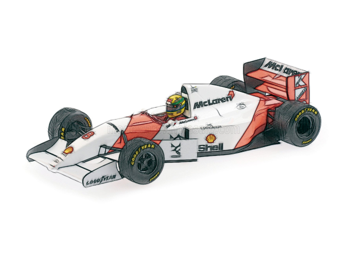 McLAREN Ford MP4/8 Ayrton Senna Winner European GP with flag (1993), Dirty Version 
