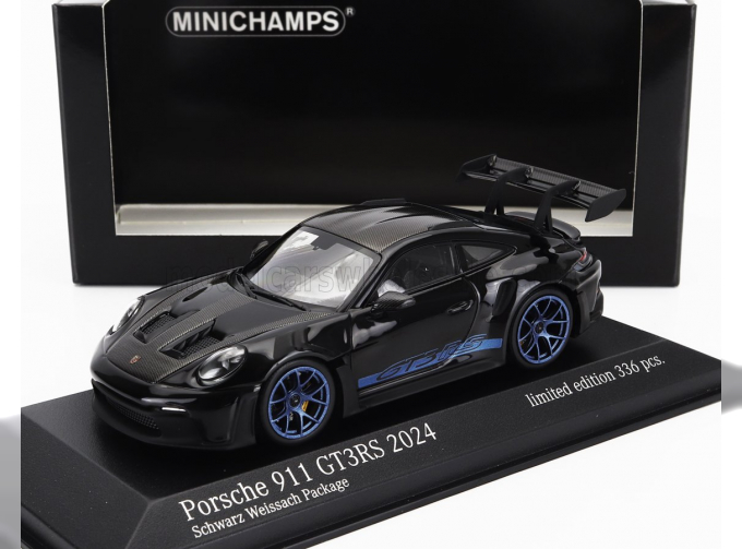 PORSCHE 911 992 Gt3 Rs Coupe Weissach Package (2024) - Blue Rims, White Black