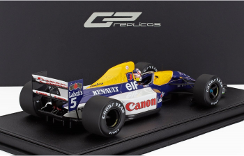 WILLIAMS F1 Fw14b Renault №5 World Champion Winner French Gp (with Pilot Figure) (1992) Nigel Mansell, Blue Yellow White