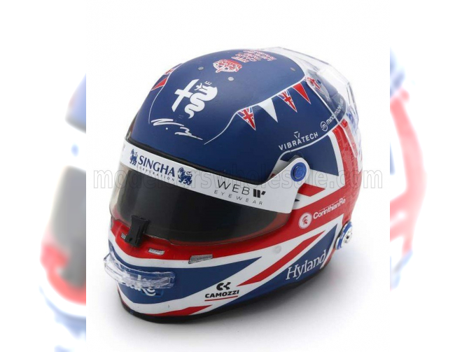 BELL HELMET F1 Casco Helmet Alfa Romeo C43 Team Stake N 77 British Gp (2023) Valtteri Bottas, Blue Red White