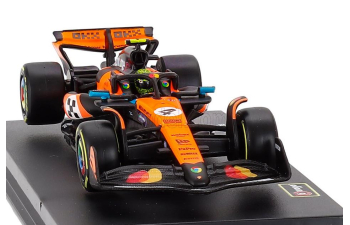 McLAREN F1 Mcl39 Team Mclaren №4 World Champion Winner Monaco Gp (2025) Lando Norris - With Pilot And Showcase, Orange Black