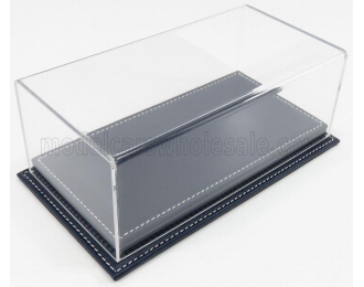 Бокс акриловый с подставкой из кожи синего цвета
