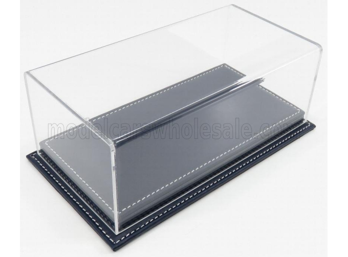 Бокс акриловый с подставкой из кожи синего цвета