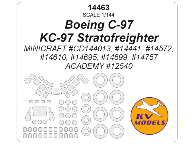 Маска окрасочная C-97/KC-97 Stratofreighter (MINICRAFT #CD144013, #14441 , #14572, #14610, #14695, #14699, #14757 / ACADEMY #12540) + маски на диски и колеса