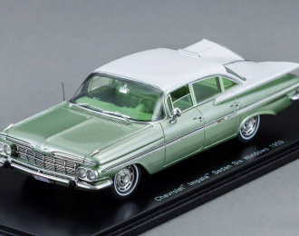 CHEVROLET Impala Sedan Six Windows (1959), light green metallic / white