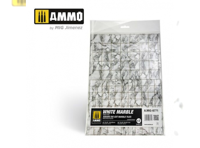 White Marble. Square Die-cut Marble Tiles – 2 pcs.