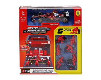 FERRARI F1 SF-25 diorama garage pit-stop Team Scuderia Ferrari №44 Season (2025) Lewis Hamilton with crew figure and accessories