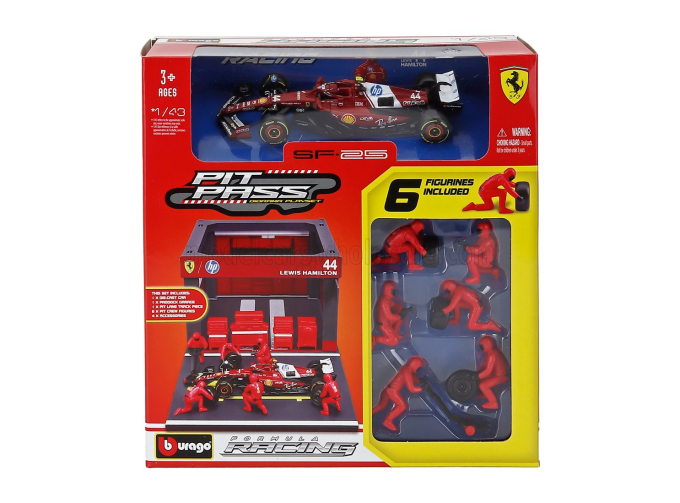 FERRARI F1 SF-25 diorama garage pit-stop Team Scuderia Ferrari №44 Season (2025) Lewis Hamilton with crew figure and accessories