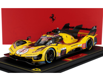 FERRARI 499p 3.0l Turbo V6 Team Af Corse N 83 Winner 24h Le Mans (2025) Robert Kubica - Phil Hanson - Yifei Ye - Con Vetrina - With Showcase, Yellow Red Black