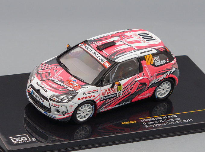 (Уценка!) CITROEN DS3 R3 100 D.Elena-O.Campana Rally Monte Carlo IRC 2011, white / pink